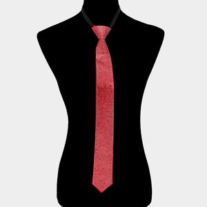 Bling Rhinestone Fashion Neck Tie Statement Necklace - Red or Pink